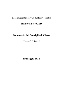 Erba Esame di Stato 2016 Documento del Consiglio di Classe