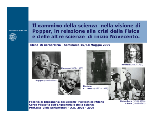 Il cammino della scienza nella visione di Popper, in relazione alla