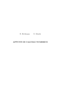 R. Bevilacqua O. Menchi APPUNTI DI CALCOLO NUMERICO