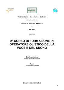 2° CORSO DI FORMAZIONE IN OPERATORE OLISTICO DELLA