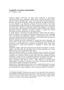 Leopardi e le scienze matematiche - Dipartimento di Matematica e