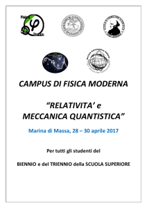 CAMPUS DI FISICA MODERNA “RELATIVITA` e