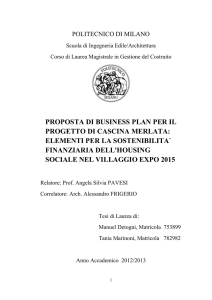 PROPOSTA DI BUSINESS PLAN PER IL PROGETTO DI CASCINA