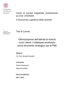 Ottimizzazione dell`attività di ricerca nuovi clienti: il database