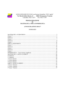 PROGRAMMA DI MATEMATICA CLASSE I^ SCIENTIFICO