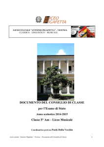 DOCUMENTO DEL CONSIGLIO DI CLASSE per l