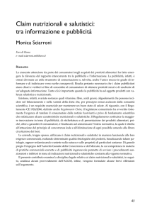 Claim nutrizionali e salutistici: tra informazione e pubblicità