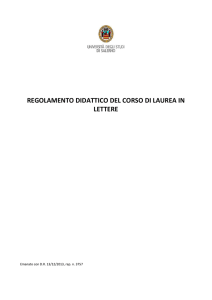 REGOLAMENTO DIDATTICO DEL CORSO DI LAUREA IN LETTERE