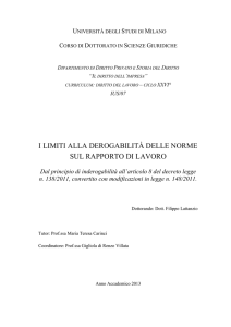 i limiti alla derogabilità delle norme sul rapporto di lavoro