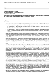 Provincia Autonoma di Trento Direttive 2014 per i servizi socio
