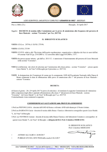 Decreto Nomina Commissione Prove Ammissione Coreutico a.s 17-18