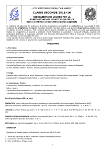 Fisica classi Seconde LS e SA - Liceo Scientifico Statale GB Grassi