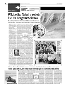 Wikipedia, Nobel e robot: luci su BergamoScienza