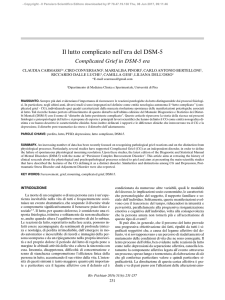 Il lutto complicato nell`era del DSM-5