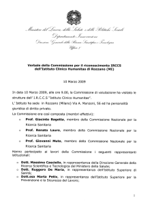 Verbale della Commissione per il riconoscimento IRCCS dell`Istituto
