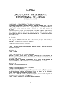 albania legge sui diritti e le liberta` fondamentali dell`uomo