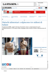 Disturbi alimentari: colpiscono tre milioni di italiani