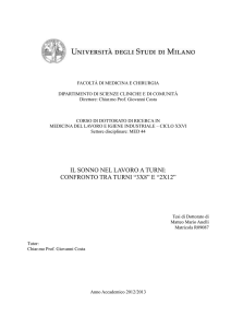 il sonno nel lavoro a turni: confronto tra turni “3x8” e “2x12”