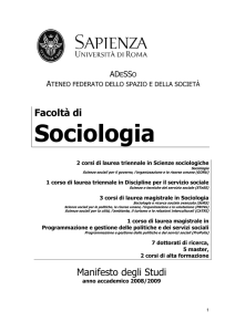 Manifesto degli studi della Facoltà di Sociologia 2008-09