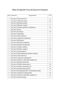 Piano di studi del Corso di Laurea in Farmacia