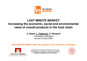 LAST MINUTE MARKET Increasing the economic, social and