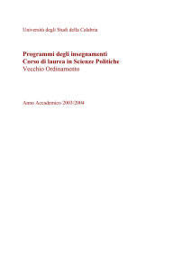 Programmi degli insegnamenti Corso di laurea in Scienze