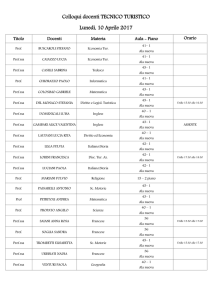 Colloqui docenti TECNICO TURISTICO Lunedì, 10 Aprile 2017