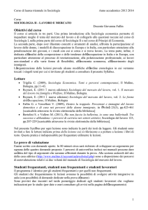 Syllabus Lavoro e mercato - Dipartimento di Sociologia e