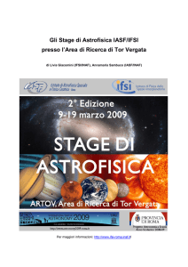 Gli Stage di Astrofisica IASF/IFSI presso l`Area di Ricerca di Tor