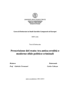 Prescrizione del reato: tra antica eredità e - Unitn