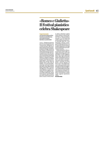 «Romeo e Giulietta» Il Festival pianistico celebra Shakespeare