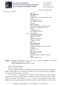 La lettera inviata dal Collegio TSRM di Trento al Presidente Rossi e
