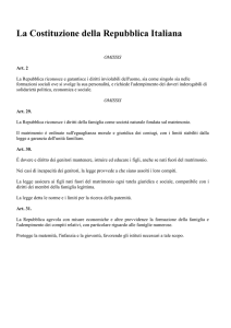 Art. 2, 29,30,31 Costituzione - Consiglio regionale della Calabria