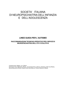 LINEE GUIDA PER L`AUTISMO - RACCOMANDAZIONI TECNICHE