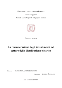 La remunerazione degli investimenti nel settore della distribuzione