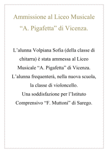 Ammissione al Liceo Musicale “A. Pigafetta” di Vicenza.