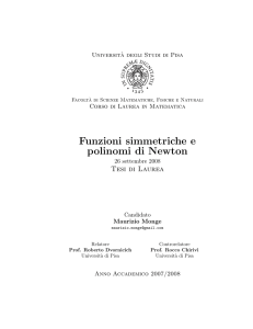 Funzioni simmetriche e polinomi di Newton