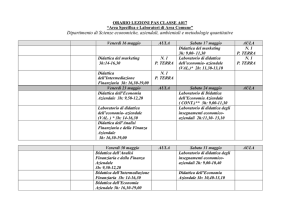 Orario lezioni area specifica labor area comune A017