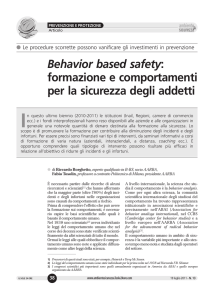 Behavior based safety: formazione e comportamenti