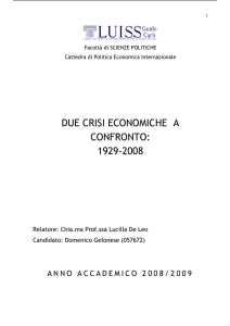 DUE CRISI ECONOMICHE A CONFRONTO: 1929-2008