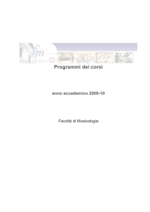 Programmi dei corsi - Dipartimento di Musicologia e Beni Culturali