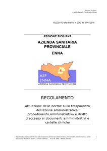 Regolamento proc.amm., accesso atti e cartella clinica ASP Enna