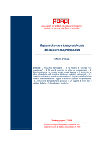 n. 37 - Rapporto di lavoro e tutela previdenziale del calciatore non