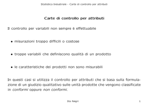 Carte di controllo per attributi Il controllo per variabili non sempre `e