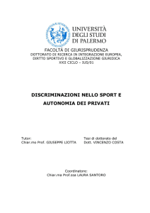 discriminazioni nello sport e autonomia dei privati