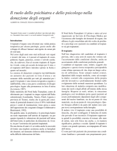 Il ruolo dello psichiatra e dello psicologo nella donazione degli organi