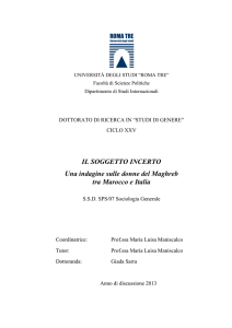 IL SOGGETTO INCERTO Una indagine sulle donne del Maghreb tra