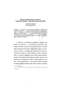 “memoria collettiva” nelle democrazie pluraliste – E. Castorina