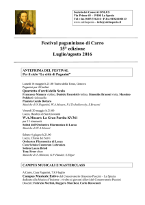 Festival paganiniano di Carro 15° edizione Luglio/agosto 2016