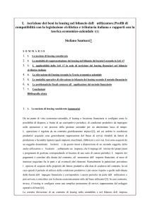 L iscrizione dei beni in leasing nel bilancio dell